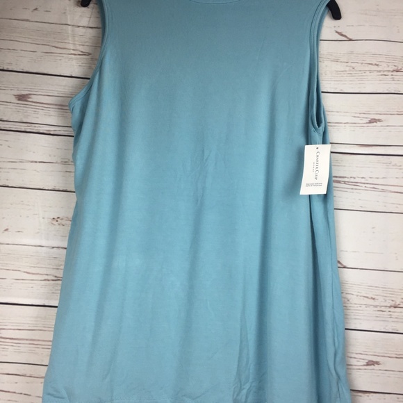 Charter Club Tile Blue Mock-Neck Top - Picture 2 of 5